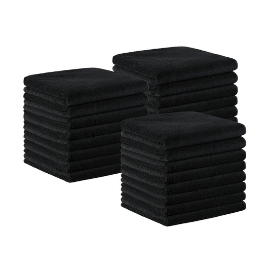 Arkwright Microfiber Salon Towels Bulk - (Pack of 24) Bleach Safe Resistant, Absorbent Hair Drying Towel Set, Perfect for Hotel, Resort, and Spa, 16 x 27 in, Black