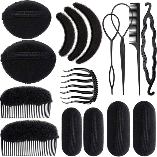 16 Pieces Hair Bump Hair Sponge Bumps Hair Padding Hair Bumps for Volume Insert Tool Simple Hair Braid Tools Hair Bases up Combs Hair Styling Tools Hair Accessories for Girls Women Hair Styling