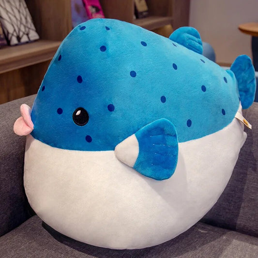 Fish Plush Toy Kawaii Cartoon Ocean Puffer Fat Fish Plush Pillow Soft Bed Cushion Child Girl Cute Pillow Birthday Holiday Gift ShopOnlyDeal