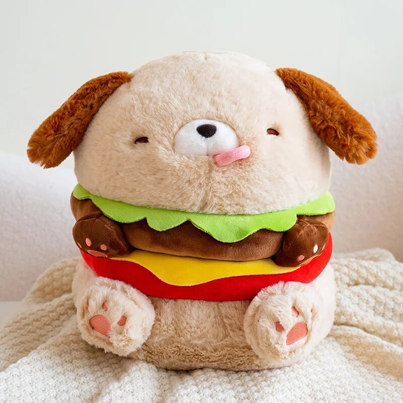 Funny Burger Dog Plush Toy Stuffed Soft Hamburger Puppy Pillow Sofa Cushion Cute Room Decor Boy Girl Birthday Gift ShopOnlyDeal