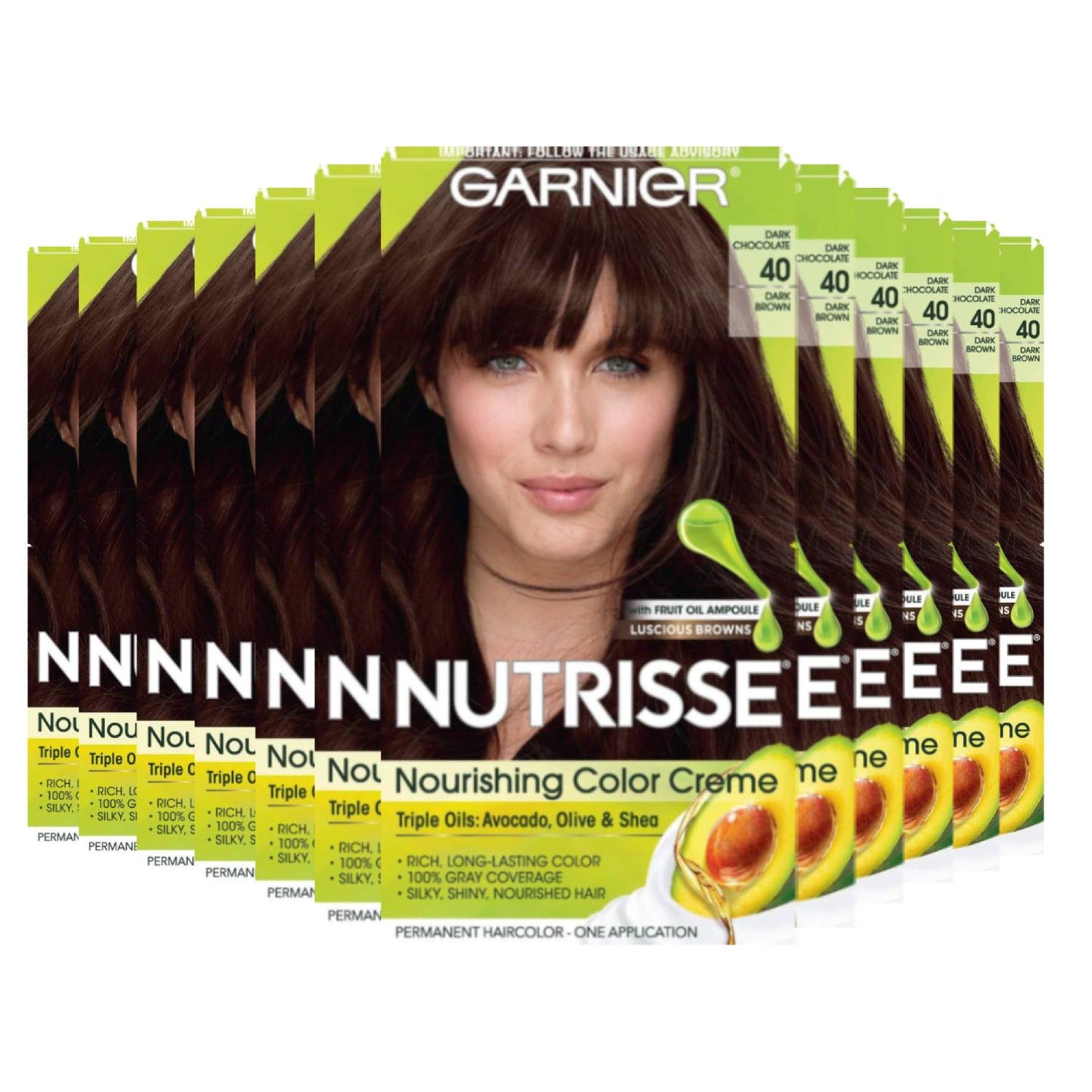 Garnier Nutrisse Nourishing Color Creme - Dark Brown 40 (Dark Chocolate) - 12 Pack
