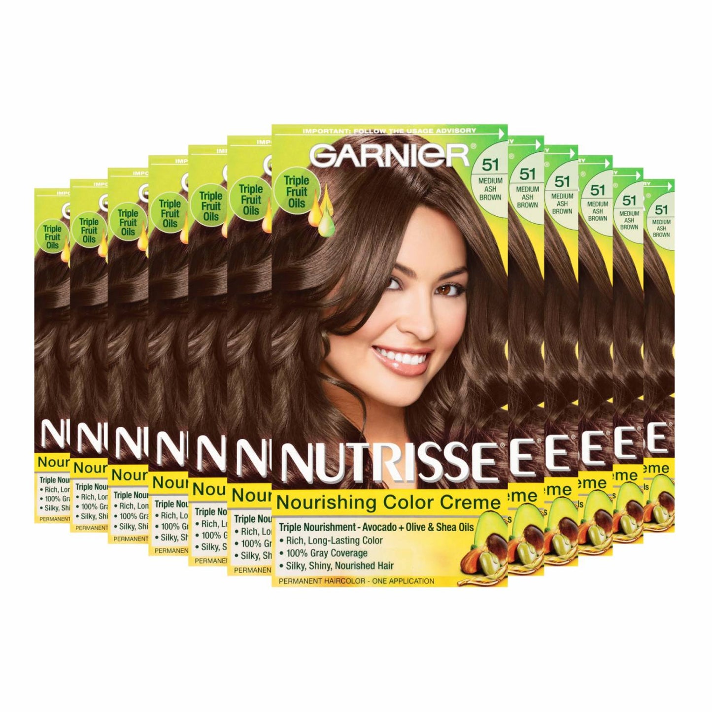 Garnier Nutrisse Nourishing Color Creme -  Medium Ash Brown (Cool Tea-51)- 12 Pack
