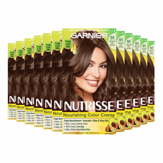 Garnier Nutrisse Nourishing Color Creme -  Medium Ash Brown (Cool Tea-51)- 12 Pack