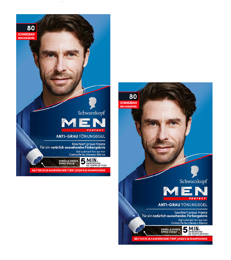 2xPacks Schwarzkopf MEN PERFECT Anti-Gray Hair Color Gel - 7 Color Varieties