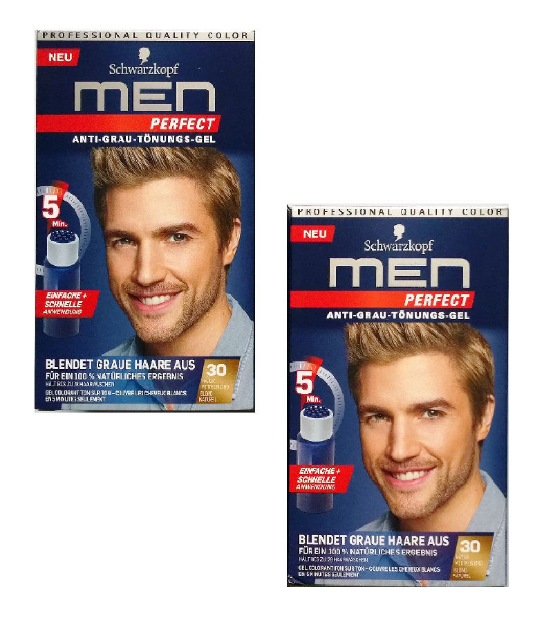 2xPacks Schwarzkopf MEN PERFECT Anti-Gray Hair Color Gel - 7 Color Varieties