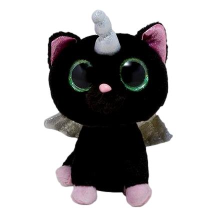 Russ Unicorn Cat Caticorn Unikitty Winged Plush - Cupid Purple, Jet Black, Nova White