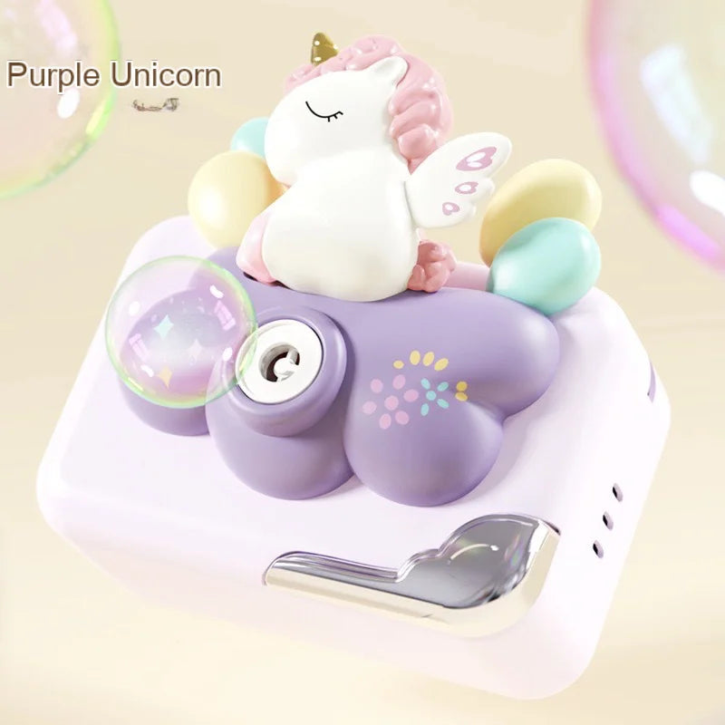 Kids Bubble Gun Toys | Hanging Neck Handheld | Astronaut, Unicorn, & Giant Toothed Shark Themes | Bubble Camera with Light & Music | Summer Outdoor Toy ShopOnlyDeal