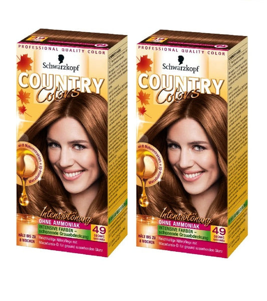 2xPack Schwarzkopf Country Colors Intensive Tint - 49 Cognac Hazelnut