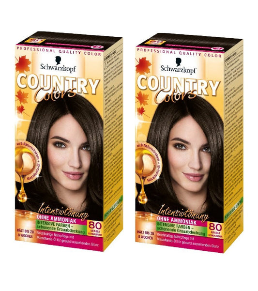 2xPack Schwarzkopf Country Colors Intensive Tint -  80 Arabia Black Brown