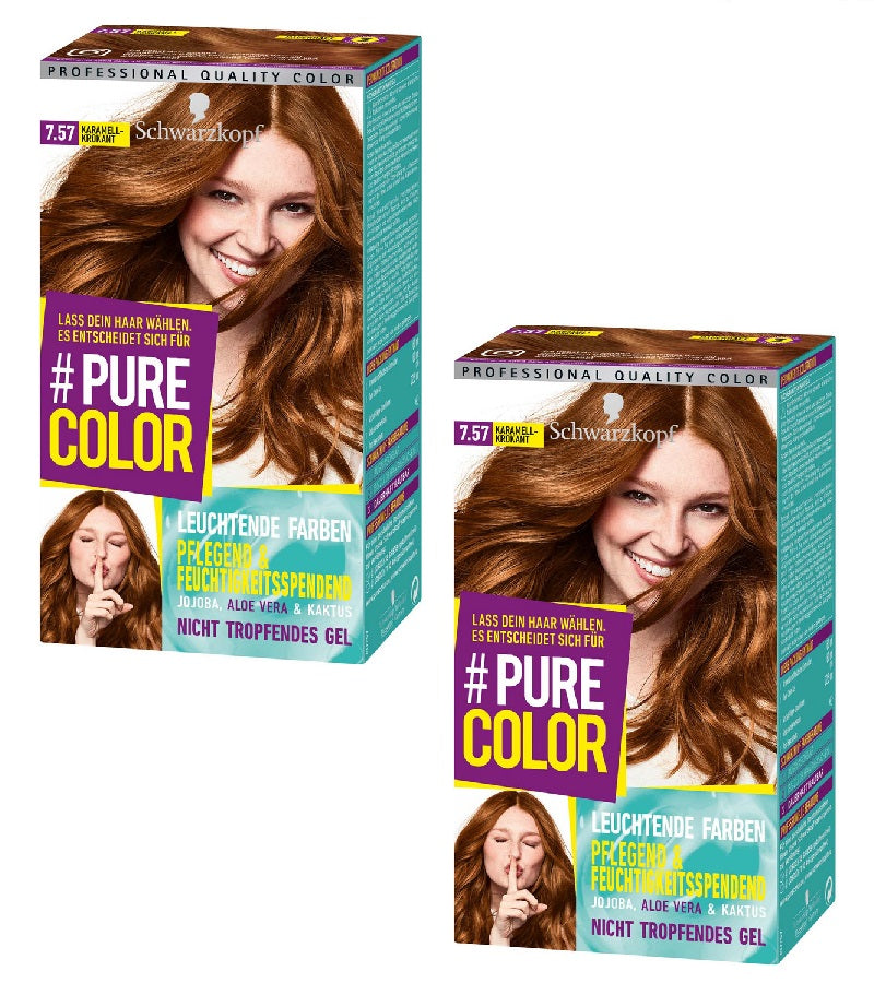 2xPack Schwarzkopf PURE COLOR Coloration - 7.57 Caramel Brittle