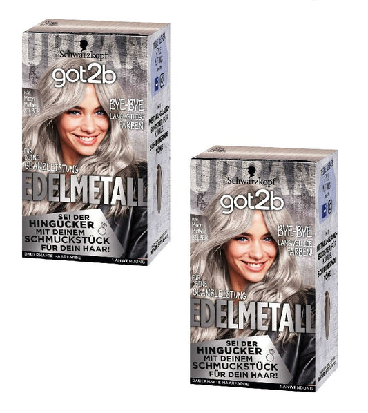 2xPack Schwarzkopf GOT2B Precious Metal Moon Metallic Silver M70
