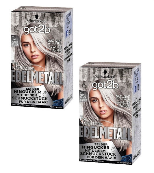 2xPack Schwarzkopf got2b Precious Metal Dusty Metallic Silver M71