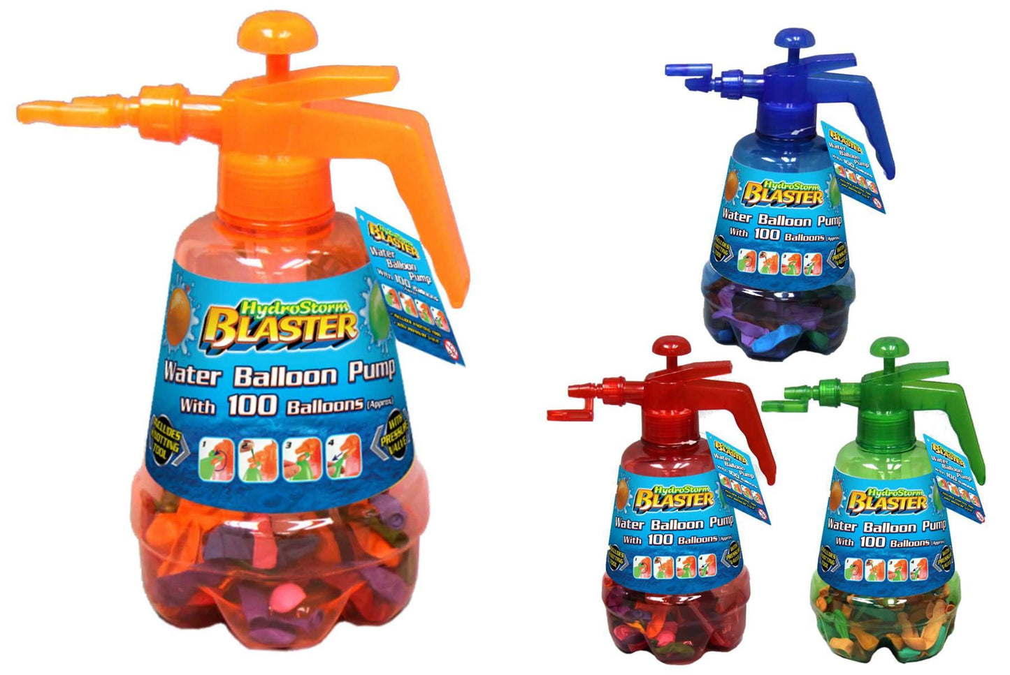 Children's Water Balloon Pump with 100 Multicoloured Balloons
