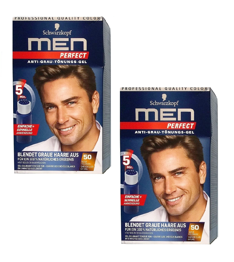 2xPacks Schwarzkopf MEN PERFECT Anti-Gray Hair Color Gel - 7 Color Varieties