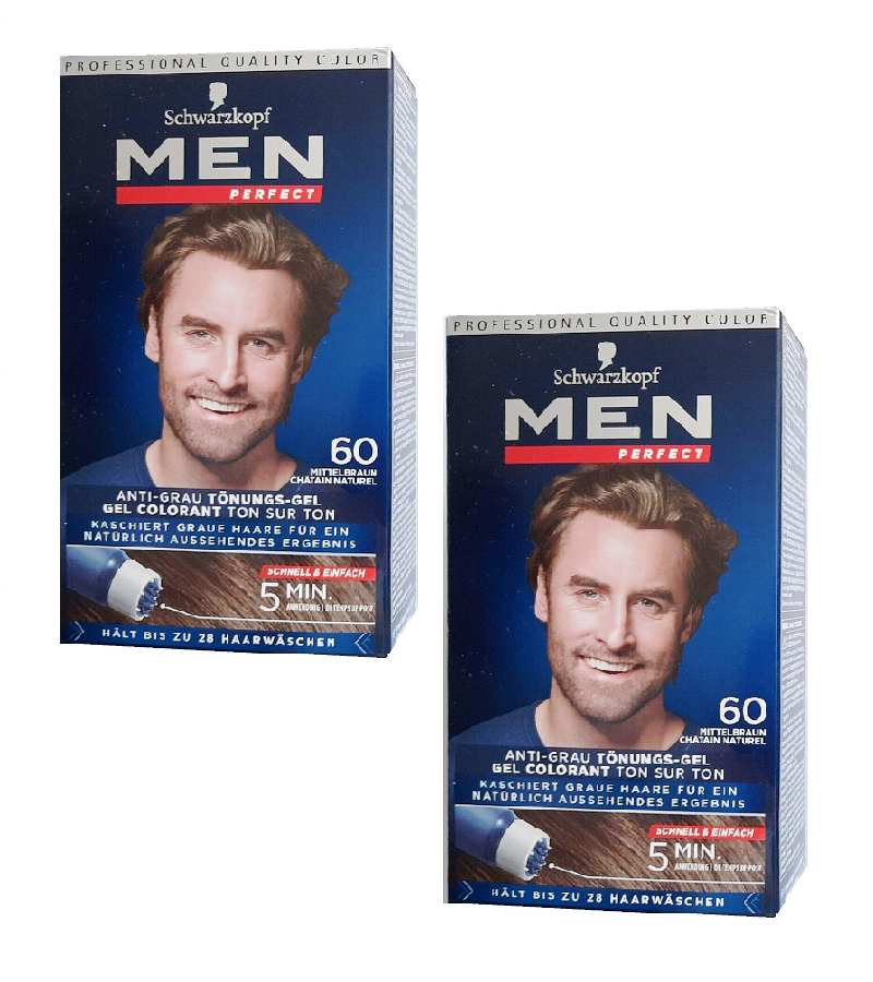 2xPacks Schwarzkopf MEN PERFECT Anti-Gray Hair Color Gel - 7 Color Varieties